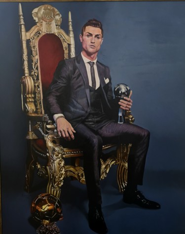 Pintura intitulada "O Rei Ronaldo" por Kevin Lima, Obras de arte originais, Óleo Montado em Outro painel rígido