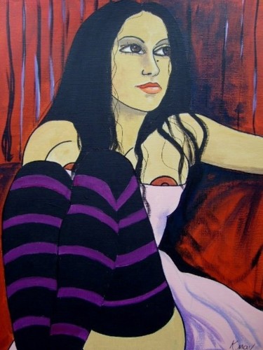 Painting titled "gothic girl image 0…" by Kevin May, Original Artwork, Acrylic