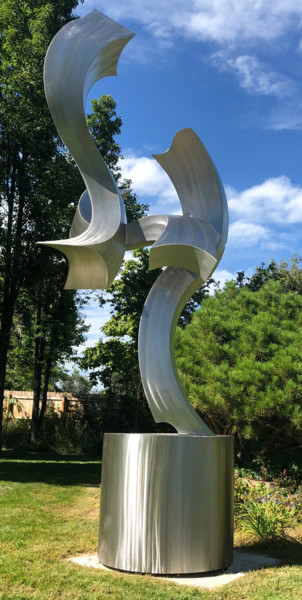 Sculpture titled "Soaring Embrace" by Kevin Robb, Original Artwork, Stainless Steel