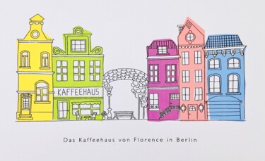 Prenten & gravures getiteld "Café de Florence à…" door Kew, Origineel Kunstwerk, Zeefdruk