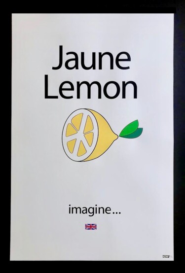 Druckgrafik mit dem Titel "Jaune Lemon" von Kew, Original-Kunstwerk, Siebdruck
