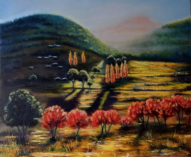 Картина под названием "Sunny Valley" - Irina Shulzhenko, Подлинное произведение искусства, Масло