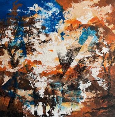 Schilderij getiteld "Abstraction paysage" door Keze, Origineel Kunstwerk, Acryl Gemonteerd op Frame voor houten brancard