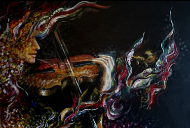 Painting titled "Le violoniste" by Karoline Fontrodona, Original Artwork, Acrylic