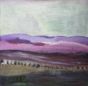 Painting titled "Landscape field (Ba…" by Kay Frances, Original Artwork, Oil
