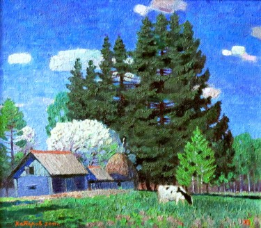 Painting titled "Май." by Valerii Khabarov, Original Artwork, Oil