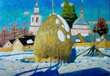 Pintura intitulada "The March afternoon…" por Valerii Khabarov, Obras de arte originais, Óleo