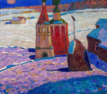 Pintura intitulada "К весне. Февраль." por Valerii Khabarov, Obras de arte originais, Óleo
