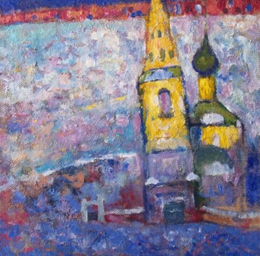 Painting titled "Близ Суздаля." by Valerii Khabarov, Original Artwork, Oil