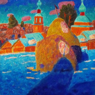 Pintura intitulada "Мартовский вечер." por Valerii Khabarov, Obras de arte originais, Óleo