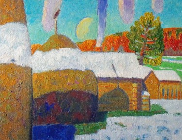 Malerei mit dem Titel "Первый снег. Сентяб…" von Valerii Khabarov, Original-Kunstwerk, Öl