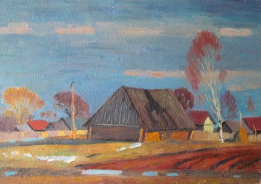 Painting titled "Март." by Valerii Khabarov, Original Artwork, Oil