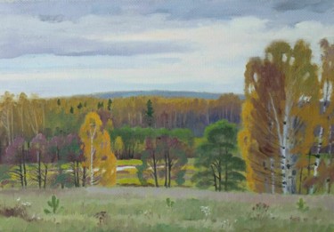 Painting titled "Октябрь. Вид на пой…" by Valerii Khabarov, Original Artwork, Oil