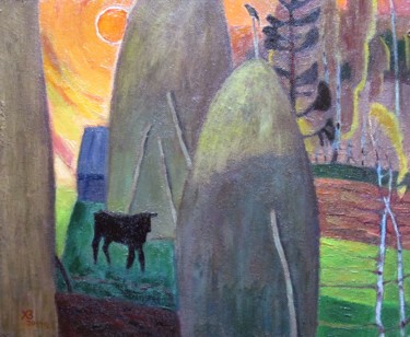 Malerei mit dem Titel "In the village. Sep…" von Valerii Khabarov, Original-Kunstwerk, Öl
