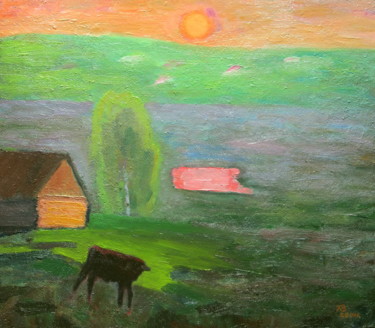 Malarstwo zatytułowany „May evening.” autorstwa Валерий Хабаров, Oryginalna praca, Olej