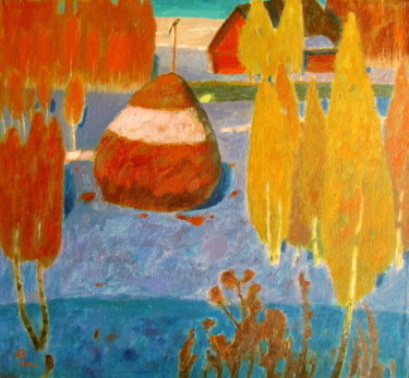 Pittura intitolato "Autumn motive." da Valerii Khabarov, Opera d'arte originale, Olio