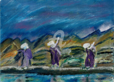 Pittura intitolato "Une traversée noctu…" da Khadija Bent Ahmed, Opera d'arte originale, Olio