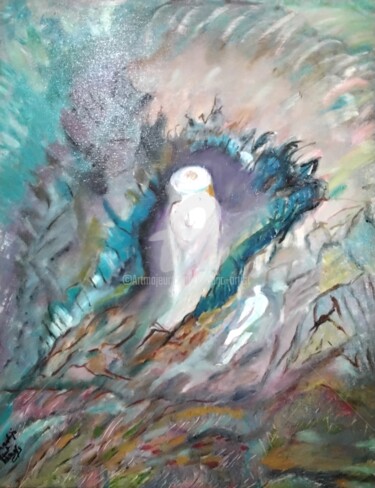 Painting titled "Eloignement" by Khadija Bent Ahmed, Original Artwork, Oil