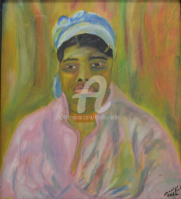 Peinture intitulée "Portrait d'une mère" par Khadija Bent Ahmed, Œuvre d'art originale, Huile