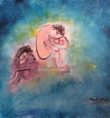 Painting titled "faiblesse humaine" by Khadija Bent Ahmed, Original Artwork, Oil