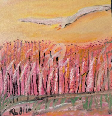 Pittura intitolato "Le blé N°2" da Khadija Bent Ahmed, Opera d'arte originale, Olio