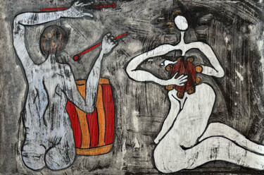 Картина под названием "Sans titre" - Khadija Tnana, Подлинное произведение искусства, Акрил