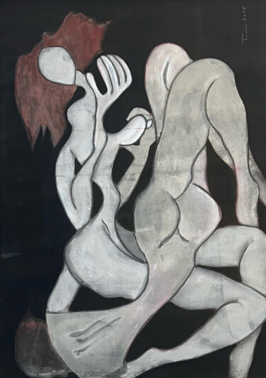 Painting titled "Sans titre" by Khadija Tnana, Original Artwork, Acrylic