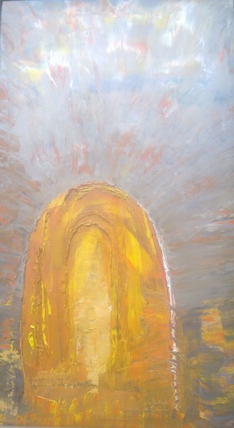 Painting titled "porte  suspendu  au…" by Khadija Sadek Moudafi, Original Artwork, Oil