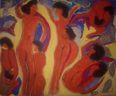 Peinture intitulée "duos en abstrait" par Khadija Sadek Moudafi, Œuvre d'art originale, Huile