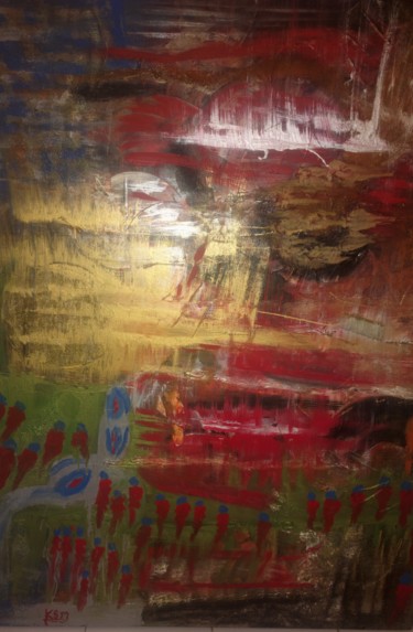 Painting titled "Prison à ciel ouver…" by Khadija Sadek Moudafi, Original Artwork, Oil