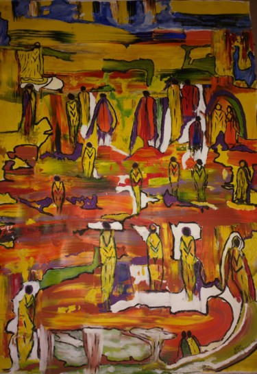Peinture intitulée "Le chemin de la foi…" par Khadija Sadek Moudafi, Œuvre d'art originale, Huile