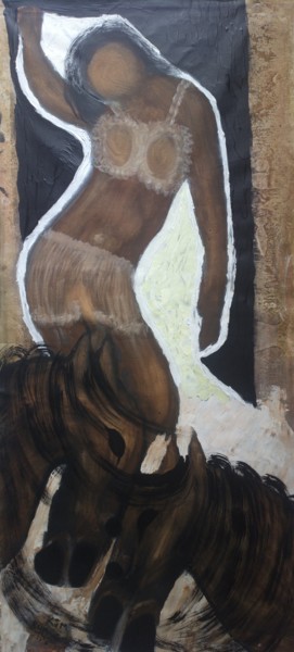 Painting titled "la déesse Epona" by Khadija Sadek Moudafi, Original Artwork, Acrylic