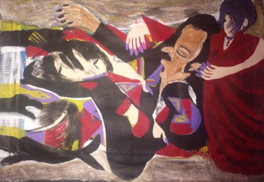 Painting titled "Naufragé sentimenta…" by Khadija Sadek Moudafi, Original Artwork, Acrylic