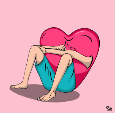 Картина под названием "Sad Heart" - Khriil, Подлинное произведение искусства, Цифровая живопись