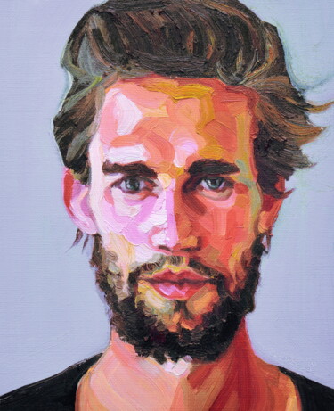 Painting titled "I'll wear my beard…" by Khairzul Ghani, Original Artwork, Oil Mounted on Wood Stretcher frame
