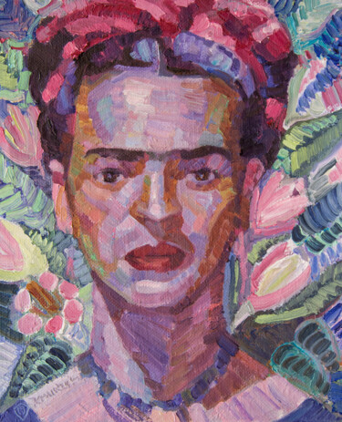 Painting titled "Frida" by Khairzul Ghani, Original Artwork, Oil Mounted on Wood Stretcher frame