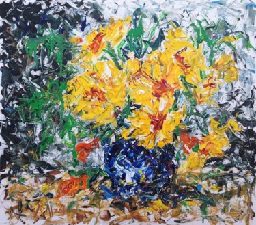 Pintura intitulada "She sent me flowers" por Khalid Alzayani, Obras de arte originais, Acrílico