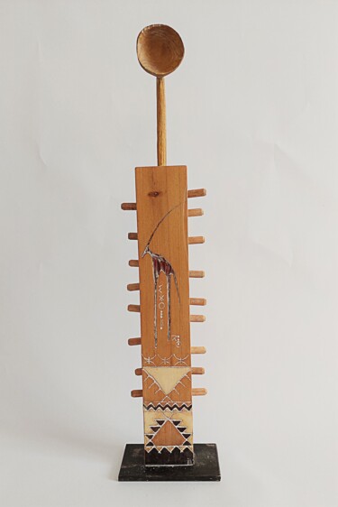 "Fille de Anzar (4)" başlıklı Heykel Khalid Assallami tarafından, Orijinal sanat, Ahşap