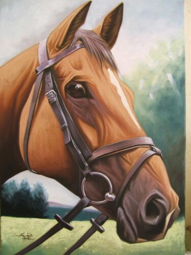 Peinture intitulée "cheval" par Khalid Chriki, Œuvre d'art originale