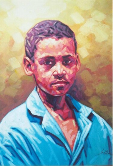 Peinture intitulée "enfant" par Khalid Chriki, Œuvre d'art originale