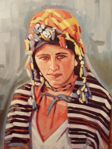 Peinture intitulée "Femme d'imilchil" par Khalid Chriki, Œuvre d'art originale