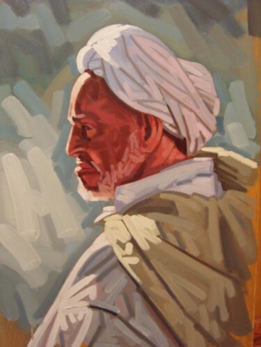 Peinture intitulée "Portrait" par Khalid Chriki, Œuvre d'art originale