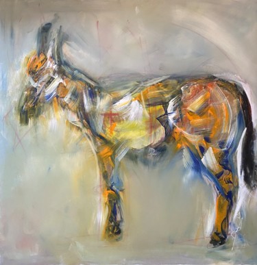 Malerei mit dem Titel "Colorful donkey" von Khalil Boubekri, Original-Kunstwerk, Acryl