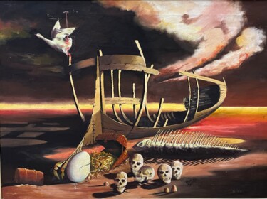 Pintura intitulada "The End . Sold for…" por Khalil Hassan Khalil, Obras de arte originais, Óleo