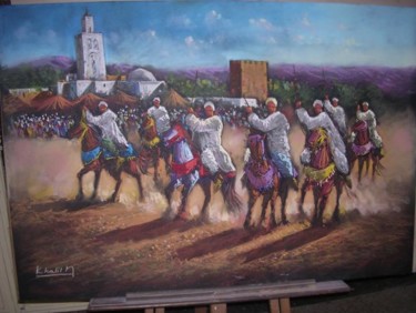 Peinture intitulée "fantasia" par Mohammed Khalil, Œuvre d'art originale, Huile