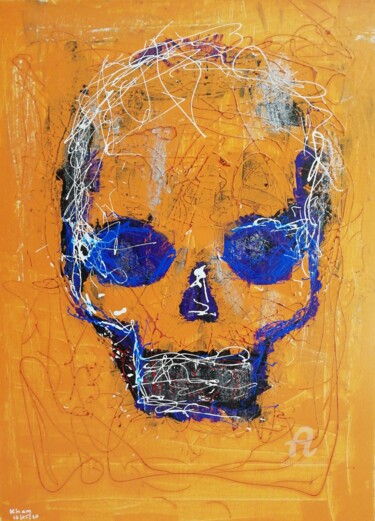 Peinture intitulée "Tête de mort 1" par Kham H, Œuvre d'art originale, Acrylique