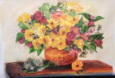 Peinture intitulée "bouquet2" par Khan, Œuvre d'art originale, Huile