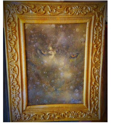 Painting titled "watching you" by Khan, Original Artwork, Acrylic Mounted on Wood Stretcher frame