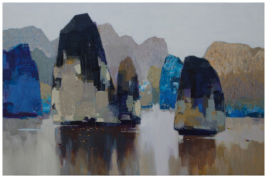 Painting titled "Dawn in Halong Bay" by Khanh The Bui, Original Artwork, Acrylic
