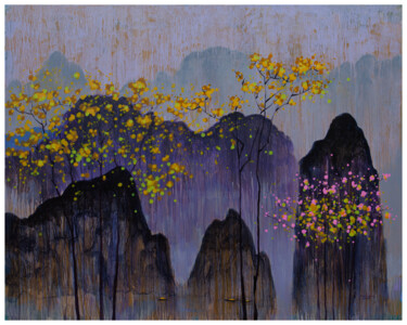 Malerei mit dem Titel "Ha Long Bay in autu…" von Khanh The Bui, Original-Kunstwerk, Acryl